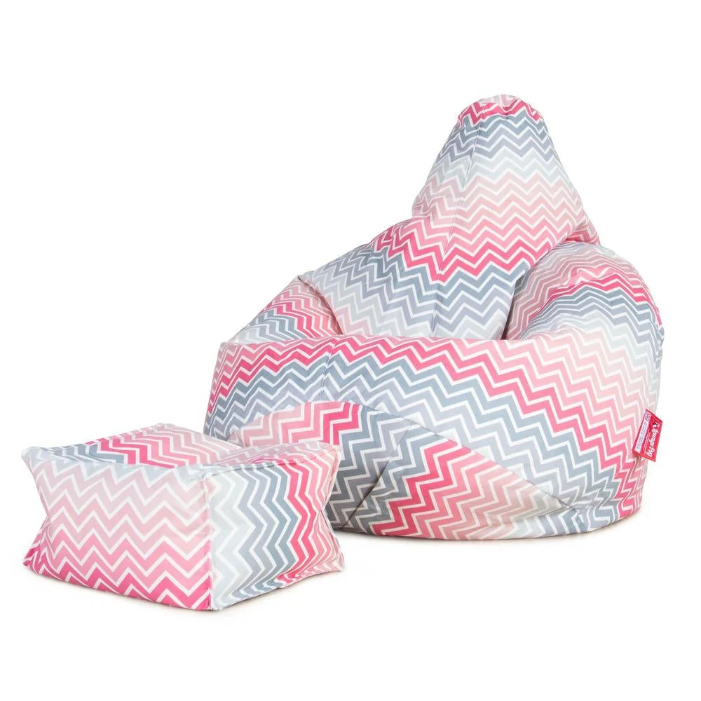 Kleiner Fußhocker - Geometrische Druck Chevron Pink - Image 4
