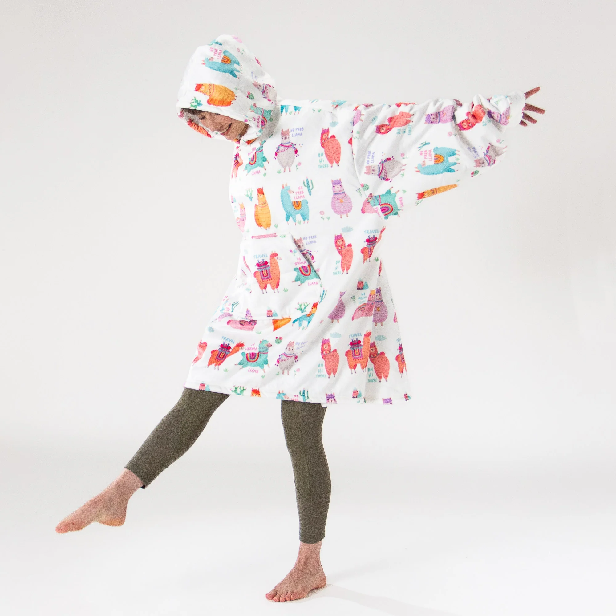 Hoodie Decke für Erwachsene - Fleece Lama - Image 3